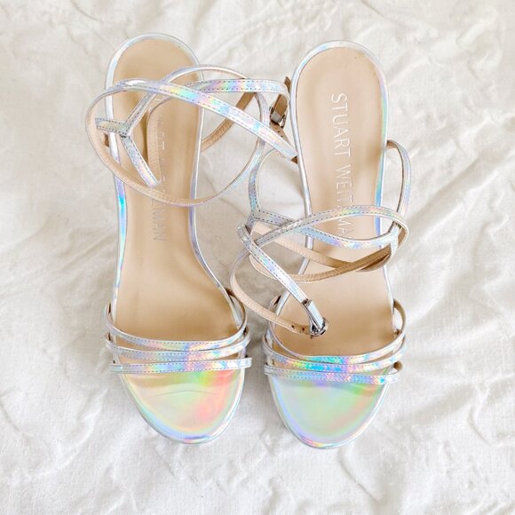 Stuart Weitzman Soiree Iridiscent Platform Sandals Size 9 - Picture 5 of 14